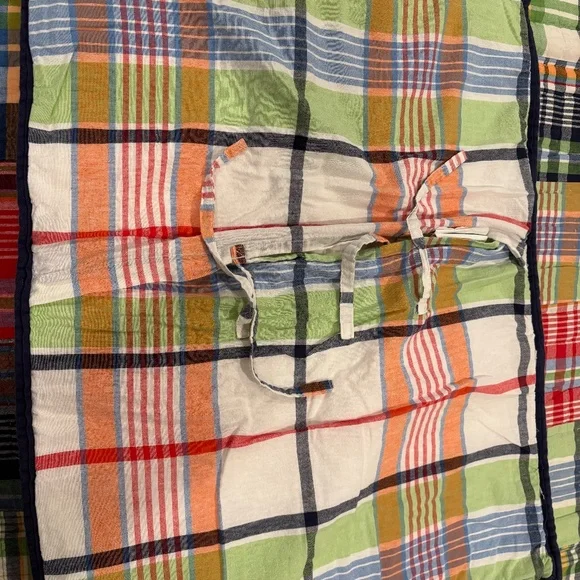 Pottery Barn Kids Madras Plaid Patchwork Twin Quilt with Sham Hand Stitch - Picture 5 of 5